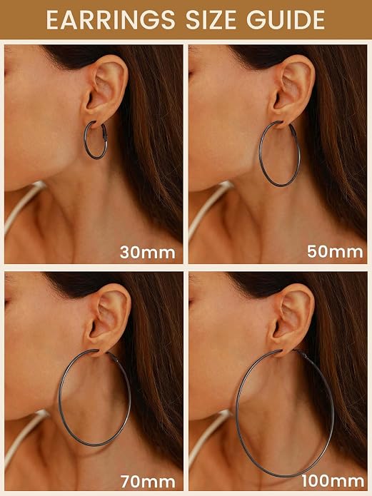 KeyStyle Gold Hoop Earrings for Women, Stainless Steel Hoops Earring Lightweight Loops, 2 mm Thick Hypoallergenic Circle Endless Thin Hoop (20/30/40/50/60/70/80/90/mm)