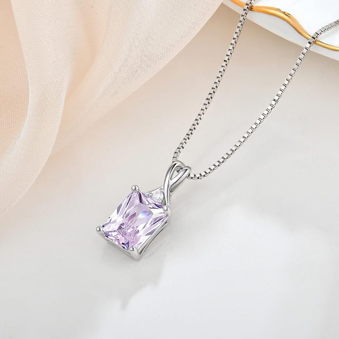 Fahonie 925 Sterling Silver Birthstone Necklace Jewelry Gift for Women Sister Wife Girlfriend Her