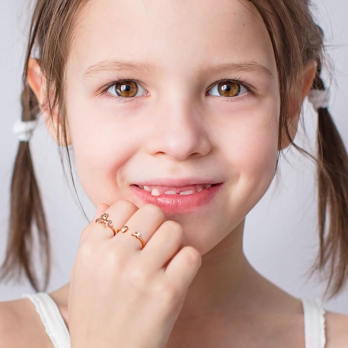Unicorn Initial Rings for Teen Girls, Rose Gold/White Gold Plated Heart Initial Rings for Girls Adjustable Stackable Rings for Women Diny Heart Ring for Teen Girls Gifts Unicorns Gifts for Girls
