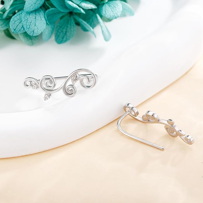 Ear Climbers Earrings for Women Sterling Silver Vintage Ear Crawler Earrings Jewelry Gifts for Women