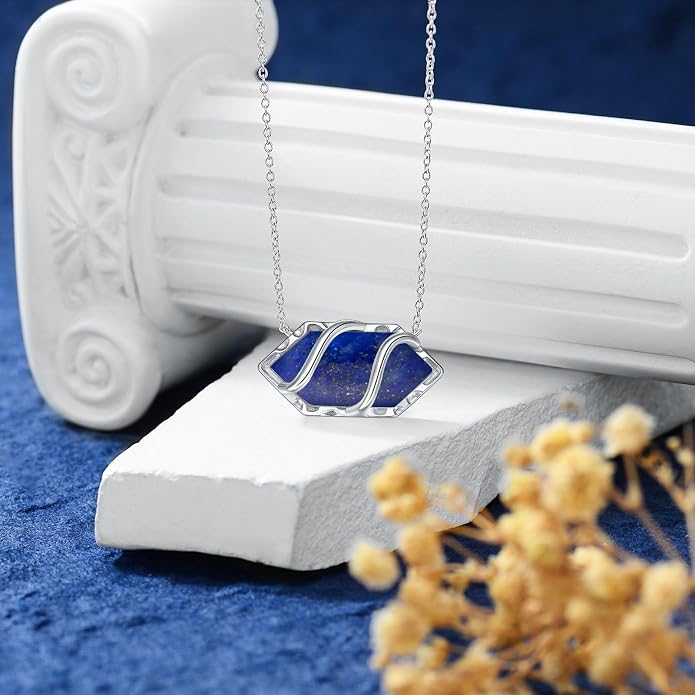 HPQQ Teardrop Necklace 925 Sterling Silver Filigree Gemstone Pendant Necklace Fine Jewelry Birthday Mother's Day Gifts for Women Her Mom