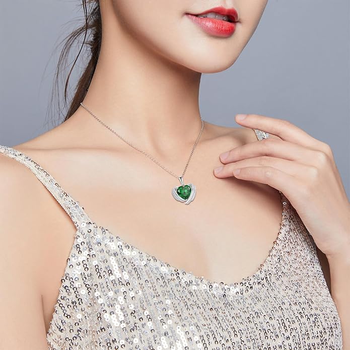 Birthstone Heart Necklace for Women, Infinity Love Heart Birthstone Crystal Charm, 925 Sterling Silver Zirconia Necklace for Mother's Day for your mother and jewelry for your beloved ones on anniversaries