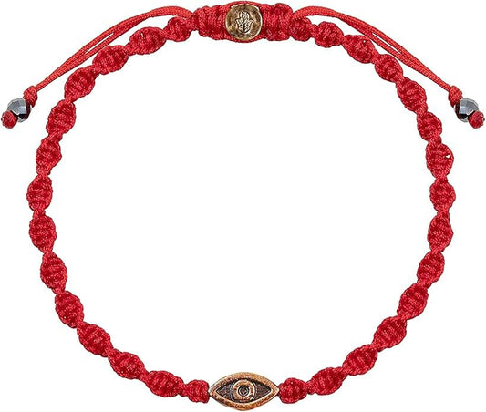 KARMA AND LUCK Guardian of Blessing, Men's Red String Bronze Charm Bracelet, Handmade in Bali for Protection, Adjustable Size