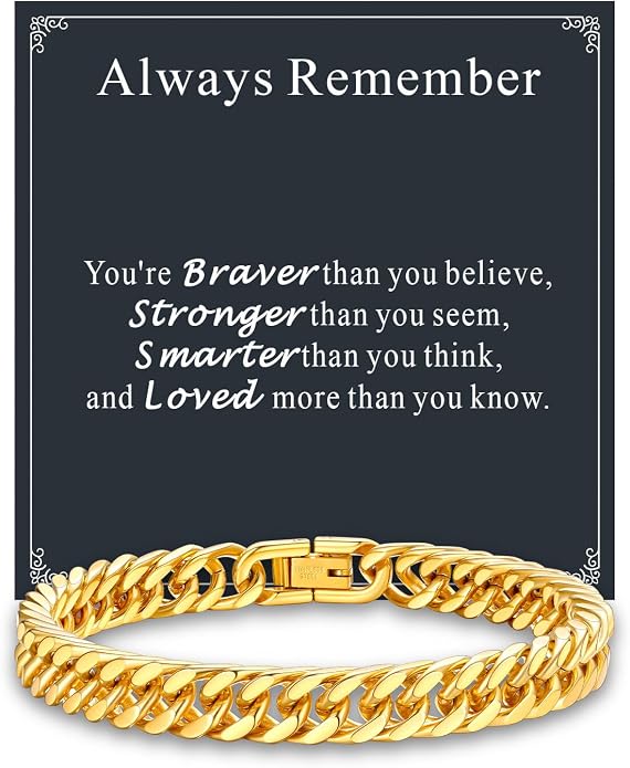 Supcare Unique Anniversary Birthday Valentines Fathers Day Stainless Steel Cuban Link Bracelets for Men Him, To My Man Dad Husband Love Always Remember Wrist Chain Bracelet Jewelry Gifts