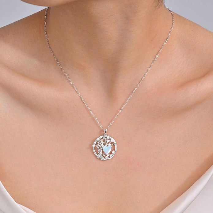 925 Sterling Silver Moonstone Necklace New Beginnings, Graduation Gifts, Created Moonstone Jewelry June Birthstone Necklace for Women, Inspirational Birthday Graduation Gifts for Friend Sister Daughter Mom