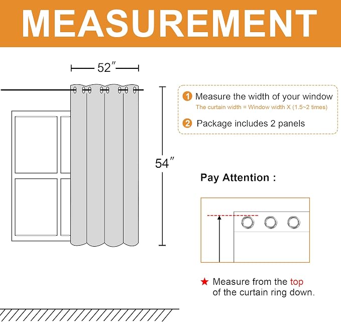 Hiasan Blackout Curtains for Bedroom, 52 x 54 Inches Long - Thermal Insulated & Energy Saving Window Curtains for Living Room, 2 Drape Panels Sewn with Tiebacks, Aqua