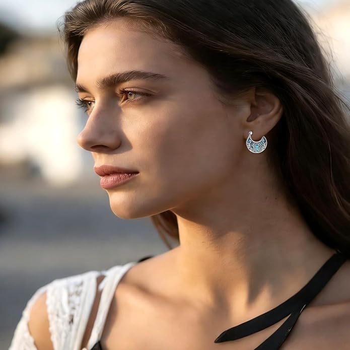 Tree of Life/Sunflower/Mountain/Daisy/Flower/Dragonfly/Butterfly/Earrings 925 Sterling Silver Hoop Earrings for Women