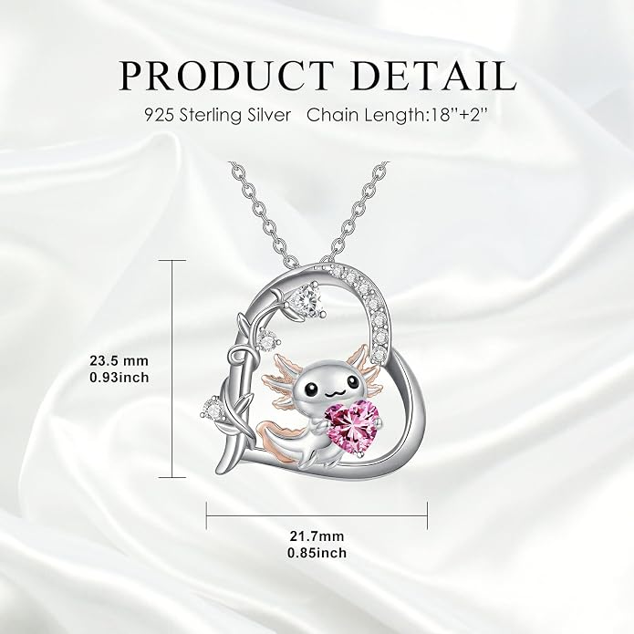 PELOVNY Teddy Bear Necklace for Women 925 Sterling Silver Bear/Highland Cow/Fox/Cat/Axolotl Birthstone Necklace Christmas Birthday Jewelry Gifts for Mom Daughter Wife Sister