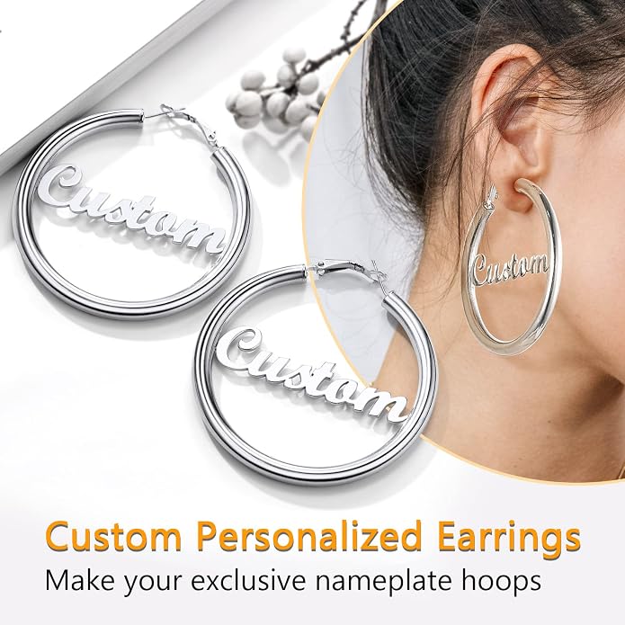 Stainless Steel Chunky Hoop Earrings For Women, Minimalist and Chic, Black/Gold Plated, Round Hoops Earrings Hypoallergenic, Size: 30mm/40mm/60mm/80mm, Come with Box