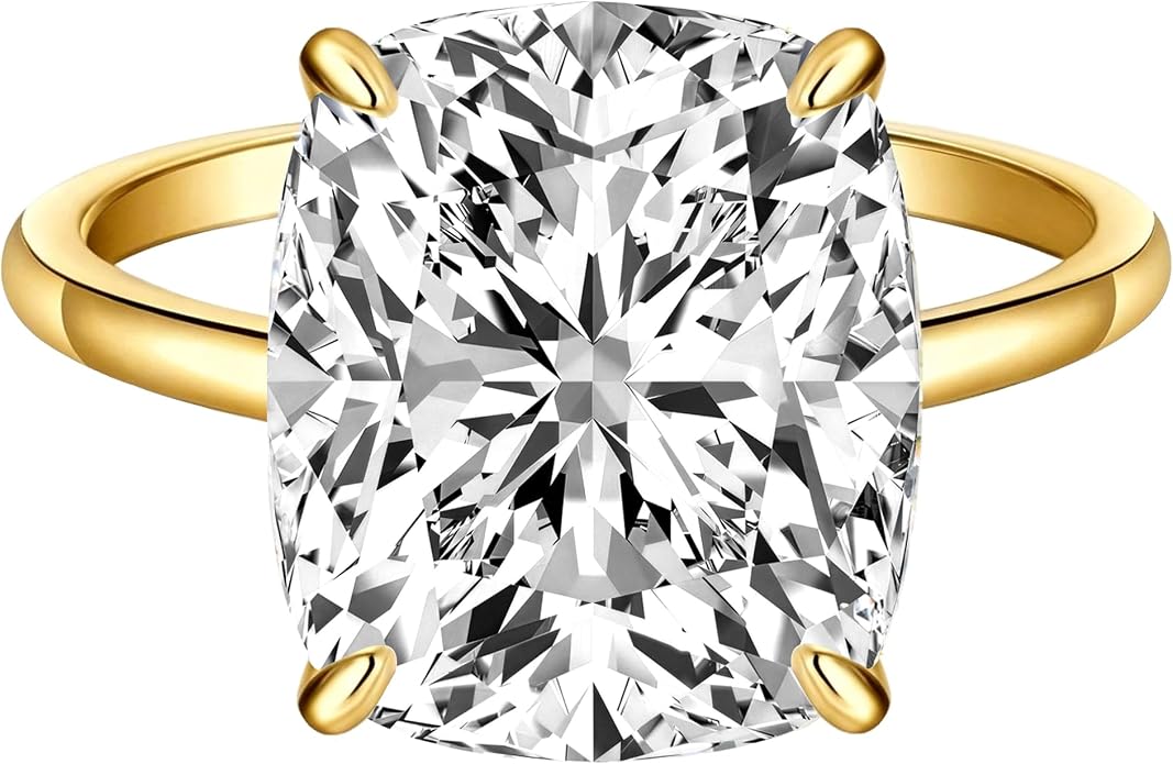 AVECON 3CT/5CT Elongated Cushion Cut Engagement Ring for Women, Promise Wedding Cubic Zirconia 14K Gold/White Gold Plated Band Size 5-9