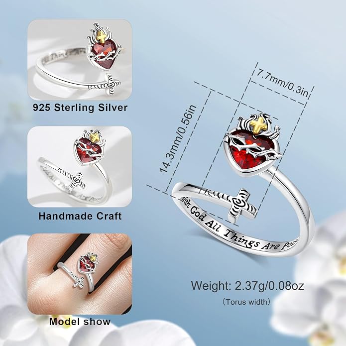 Vito 925 Sterling Silver Adjustable Open Spoon Ring for Women Men, Lotus Sunflower Snake Spoon Band Rings Feather Hug Witches Knot Inspirational Jewelry Gift for Wife