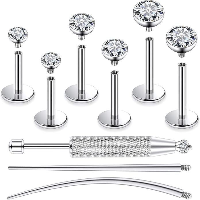 Jenxnjsjo F136 Titanium 20/18/16g Earrings Nose Lip Rings Studs Labret Medusa Tragus Helix Conch Cartilage Piercing Jewelry for Women