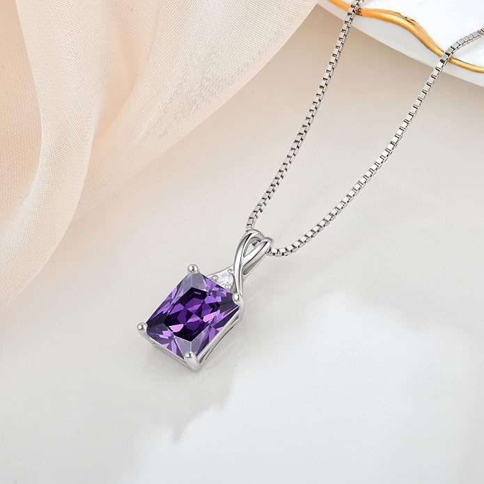 Fahonie 925 Sterling Silver Birthstone Necklace Jewelry Gift for Women Sister Wife Girlfriend Her