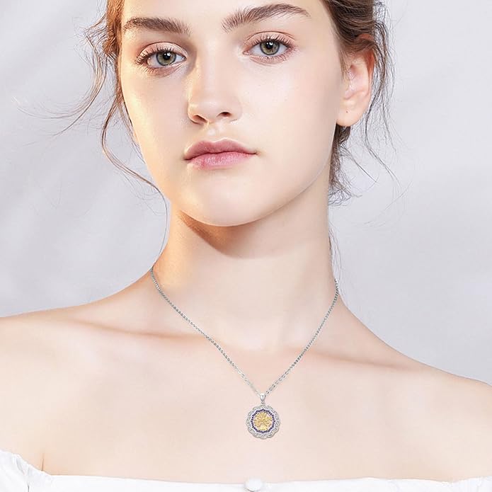 Sterling Silver Birthstone Celtic Tree of Life Necklace, 18K Gold Plated Colored Gemstone Tree of Life Pendant Two-Tone Necklaces Jewelry Birthday Gifts for Women 18" - 20"