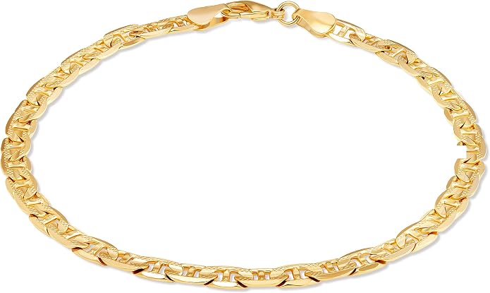 Barzel 18K Gold Plated Pave Mariner Anklet For Women - Made In Brazil