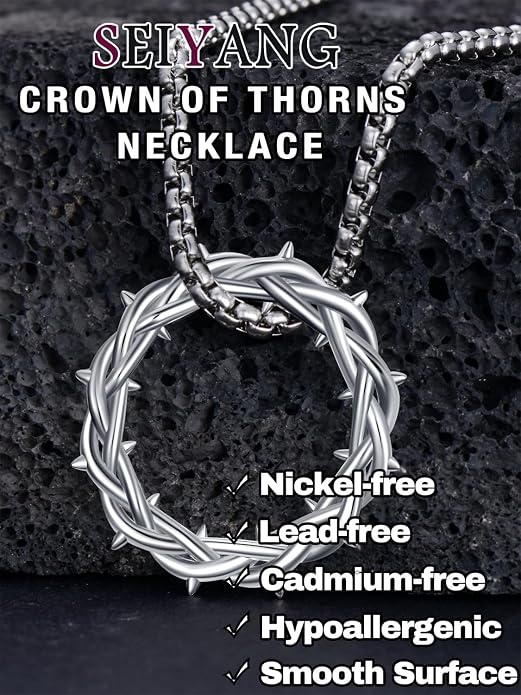 Seiyang Crown of Thorns Necklace 925 Sterling Silver Crown Pendant Amulet Jewelry Gifts (with Gift Box)