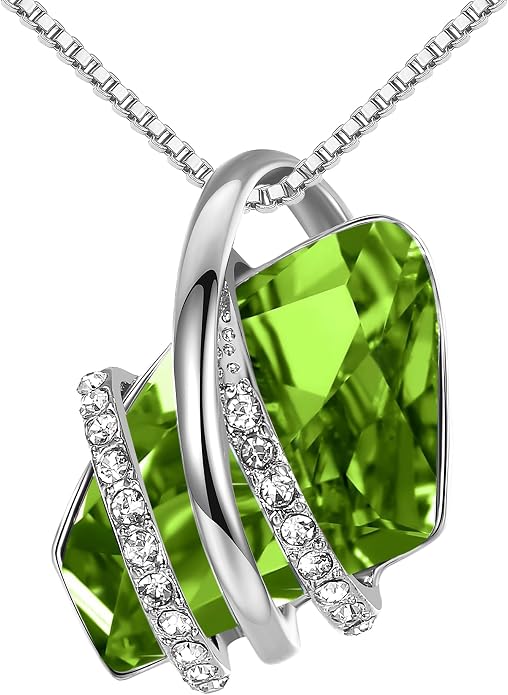 Leafael Wish Stone Pendant Necklace with Birthstone Crystal, 18K Rose Gold Plated/Silvertone, 18" + 2"