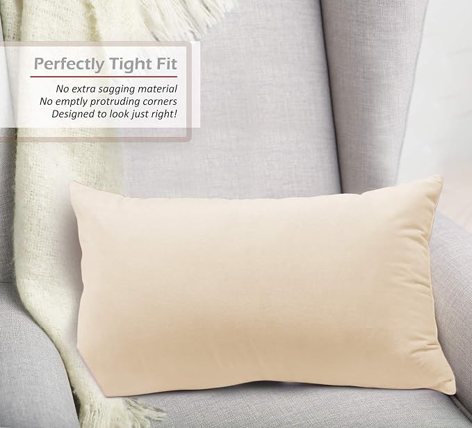 Nestl Throw Pillow Covers, Cozy Velvet Decorative Pillow Covers 12 x 20 Inches, Soft Solid Couch Pillow Covers for Sofa, Bed and Car, Set of 2 - Beige Cream