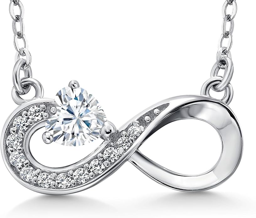 Gem Stone King Infinity Heart Pendant Necklace For Women | 925 Sterling Silver | 4MM Heart Shape Gemstone Birthstone | 18 Inch Silver Chain | Fine Jewelry Gift for Her Mom Women Wife