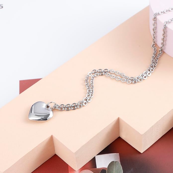 Milakoo Stainless Steel Pendant Necklace for Women Heart Charms Link Chains 23" Length Lobster Clasp