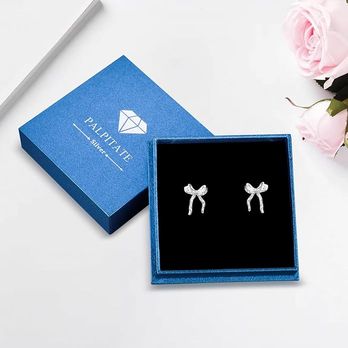 Palpitate Bow Earrings 925 Sterling Silver Women's Earrings Bow Jewelry Birthday Anniversary Christmas