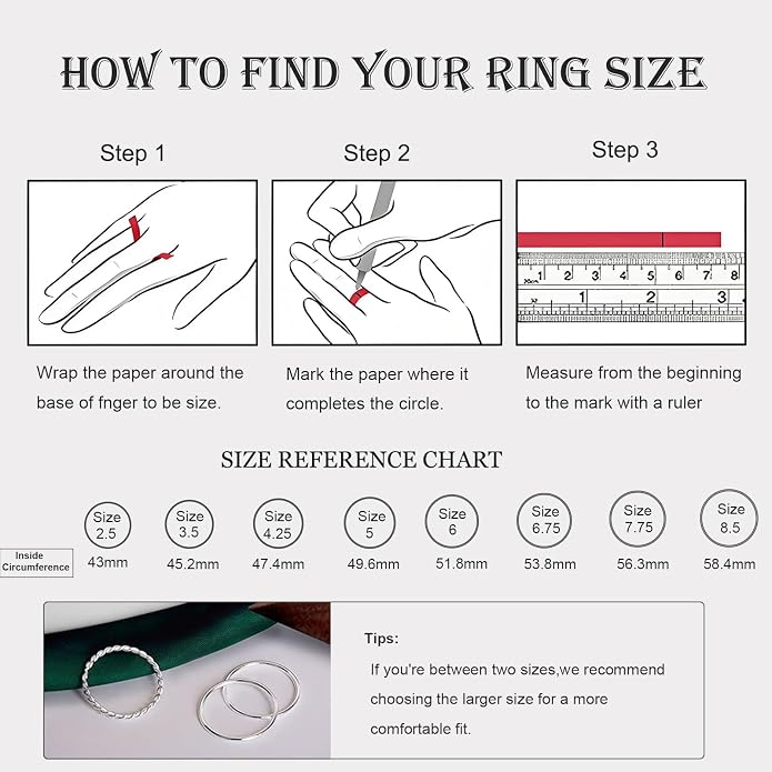 925 Sterling Silver Knuckle Rings for Women Minimalist Thin Stacking Rings Set 3PCS Midi Pinky Ring Size 2.5-8.5