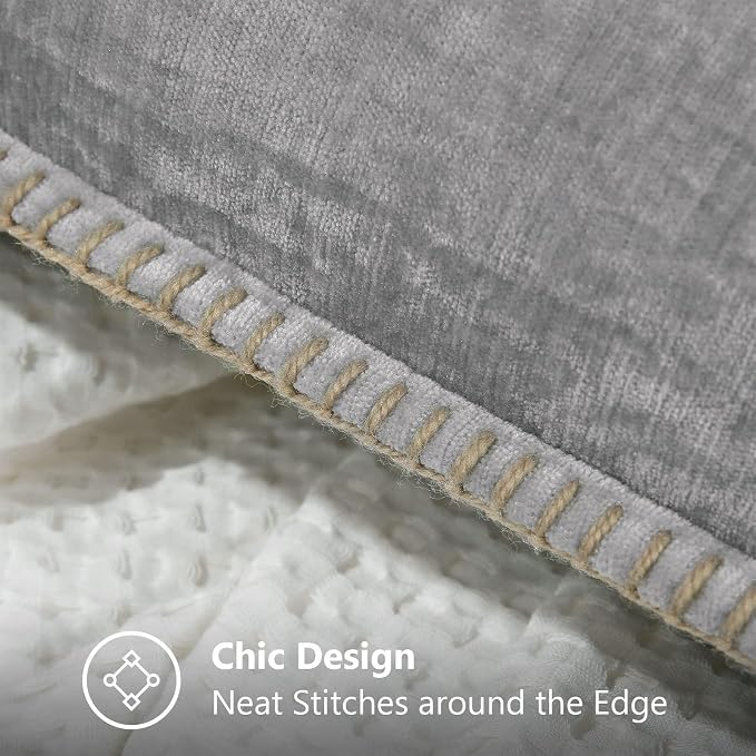 decorUhome Soft Chenille Throw Pillow Covers 22x22 Set of 2 Neutral Gray | Fall Textured Decorative Throw Pillow Cases Stitched Edge Modern Farmhouse Luxury Boho Velvet for Couch Sofa Bed Home Decor