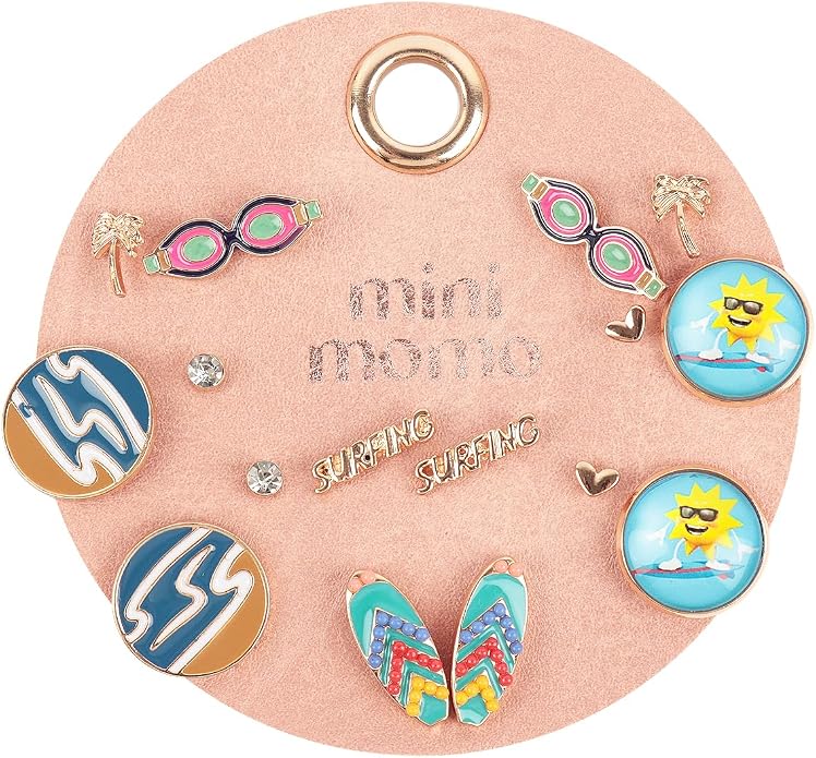 Sports Earring Set for Women Multi Pairs Assorted Multipack - Stud Earrings Jewelry Gift for Sports Mom Football, Baseball, Basketball, Soccer Team