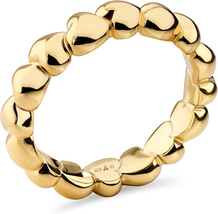 DEVATA Gold or Rhodium Plated Sterling Silver 925 – Eternity, Band Ring for Women – Heart, Knot, Clover, Infinity, Mariner, Cable, Curb, Cuban, Figaro, Daisy, Rope, Ribbed, Dome