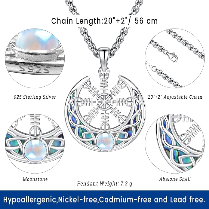 Eusense Viking Jewelry for Men Women Sterling Silver 925 Mjolnir Thors Hammer Pendant Celtic Cross Necklace Wolf Odin Raven Freya Goddess Norse Pagan Compass Vegvisir Yggdrasil Nordic Viking Necklaces Gifts