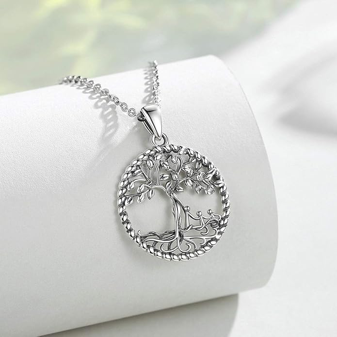 Vito 925 Sterling Silver Tree of Life Necklace for Women, Mother Tree Pendant for Mom Mother Necklace Mother's Day Jewelry Gift for Wife Grandma, 18/22 Inch Chain