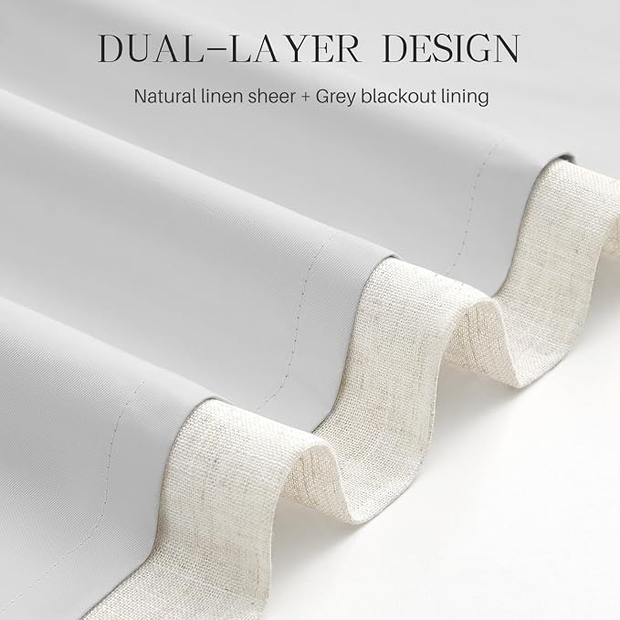 Pinch Pleated Curtains 100% Blackout Linen Curtains 84 Inches Long for Bedroom Living Room, White Memory Trained Thermal Insulated Room Darkening Window Pleat Drapes with Hooks, 2 Panels, 40"Wx84"L