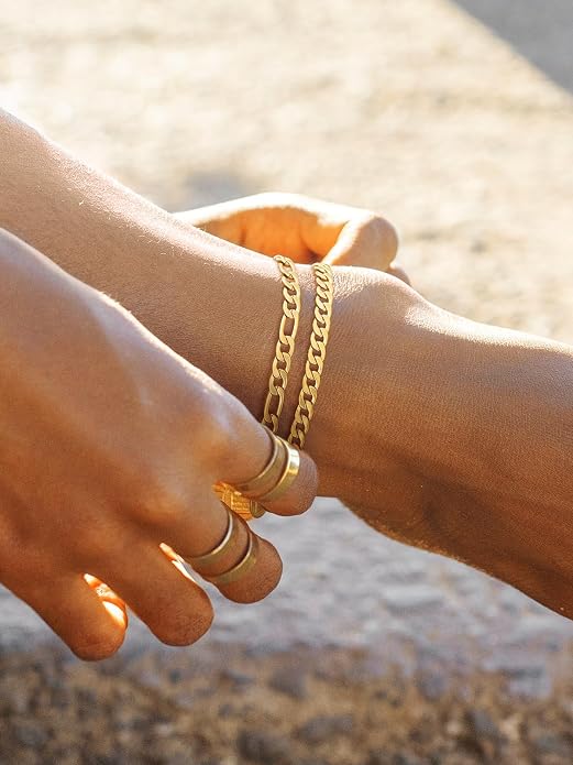 U7 2Pcs/3Pcs Ankle Bracelets for Women, Stainless Steel Cuban Link/Figaro/Rope/Heart Chain Anklets Sets,Waterproof Layered Anklets Adjustable 8.5"-10.5"