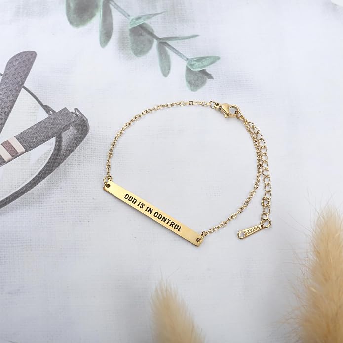 Dont Let The Hard Days Win Bracelet - Gold Hard Day Motivational Bangle Stainless Steel Engraved Words, Inspirational Chain Jewelry Gifts for Women Friend