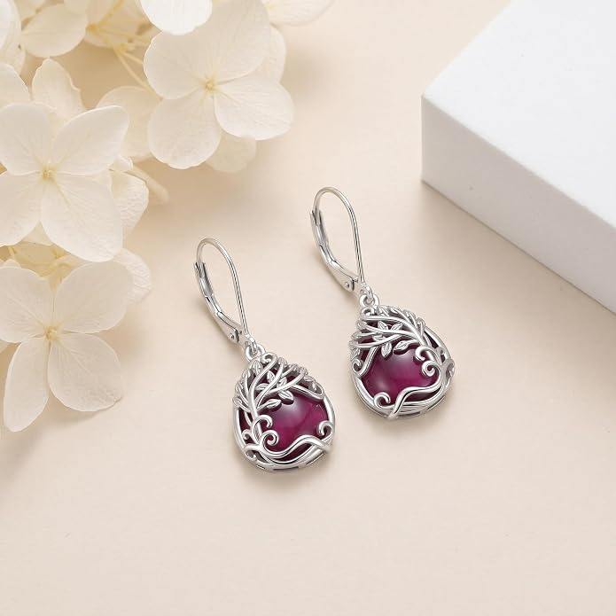 Teardrop Tree of Life/Filigree Earrings for Women Dangle Leverback Earrings Jewelry Gift Anniversary For Her
