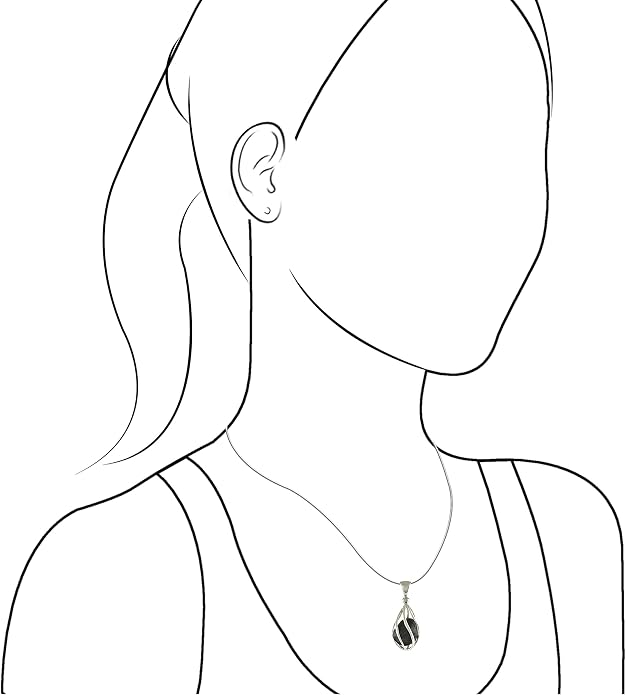Starborn Gemstone teardrop Style Cage Pendant Sterling Silver