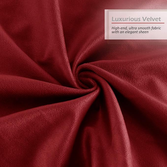 Nestl Throw Pillow Covers, Cozy Velvet Decorative Autumn Pillow Covers 22x22 Inches, Soft Solid Couch Pillow Covers for Sofa, Bed and Car, Set of 4 - Cherry Red