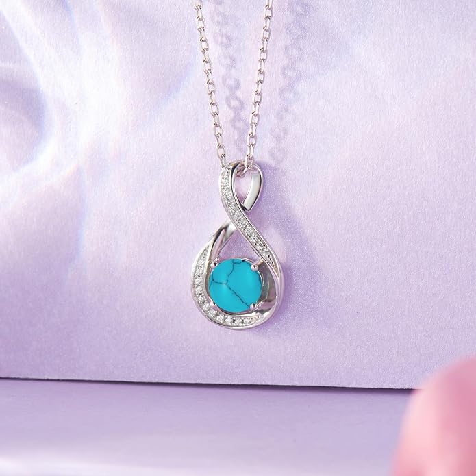 925 Sterling Silver Birthstone Necklace for Women Infinity Necklaces Birthday Anniversary Fine Jewelry Gifts for Mother Women, Adjustable Chain