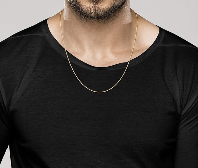 Miabella Italian 925 Sterling Silver or 18K Gold Plated 925 Sterling Silver Thin 1mm Box Chain Necklace for Women, Made in Italy