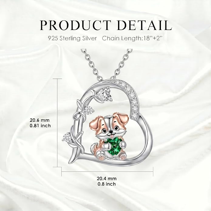 PELOVNY Teddy Bear Necklace for Women 925 Sterling Silver Bear/Highland Cow/Fox/Cat/Axolotl Birthstone Necklace Christmas Birthday Jewelry Gifts for Mom Daughter Wife Sister