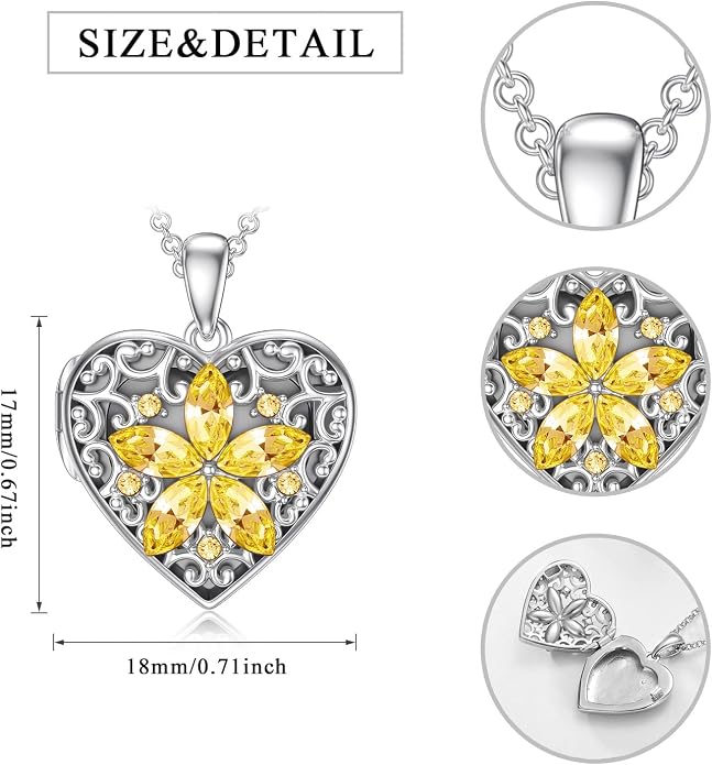 Dorunmo Personalized Locket Necklace 925 Sterling Silver that Holds Pictures Butterfly Birthstone Photo Heart Locket Custom Jewelry Congratulations New Beginnings New Job Gifts for Women