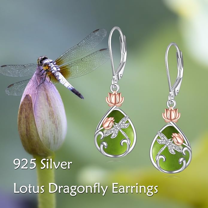 AOBOCO Teardrop Dangle Earrings for Women 925 Sterling Silver Moonstone Flower Filigree Leverback Jewelry Birthday