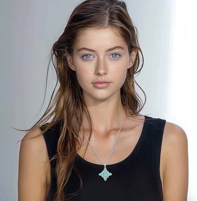 Turquoise Jewelry for Women Men 925 Sterling Silver Pendant Urn Necklaces for Ashes Picture Locket Necklace Thor Hammer Yggdrasil Virgen De Guadalupe St Michael Christopher Judas Witches Knot Necklace