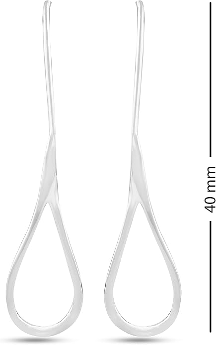 LeCalla 925 Sterling Silver Drop Ear Cuffs Earrings | Lightweight Threader Wire Shaped Teardrop Dangle Earring for Women | Hypoallergenic Piercing Gifts for Her