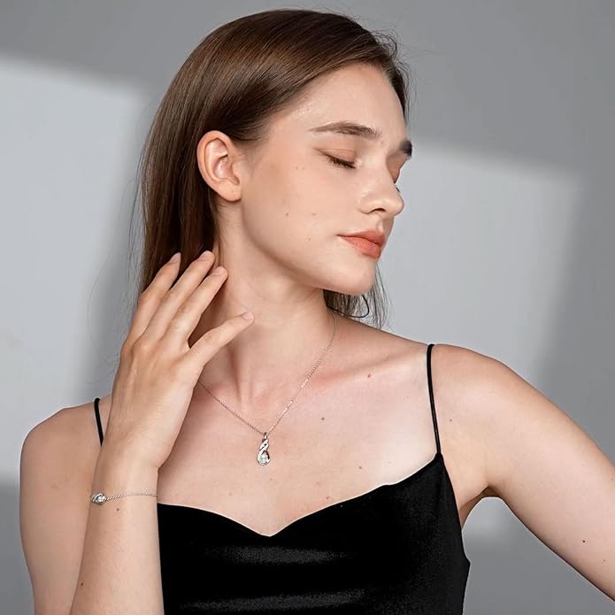 Birthstone Necklaces for Women 925 Sterling Silver Infinity Pendant Created Gemstone Jewelry for Her, 16"+2"