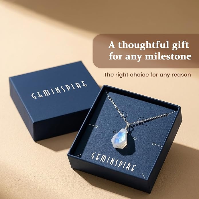 Raw Birthstone Crystal Necklace for Women, Hypoallergenic 925 Sterling Silver Pendant, Adjustable 16+2" Silver Chain, Light Natural Gemstone Jewelry for Everyday Wear & Gift for her & him