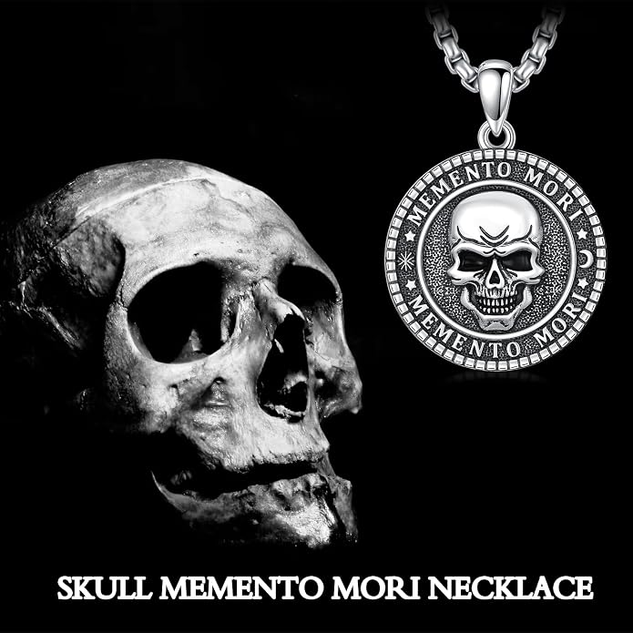 Skull/Skeleton Memento Mori Necklace 925 Sterling Silver Skull/Skeleton Pendant Hourglass Necklace Skull/Skeleton Jewelry for Men Women