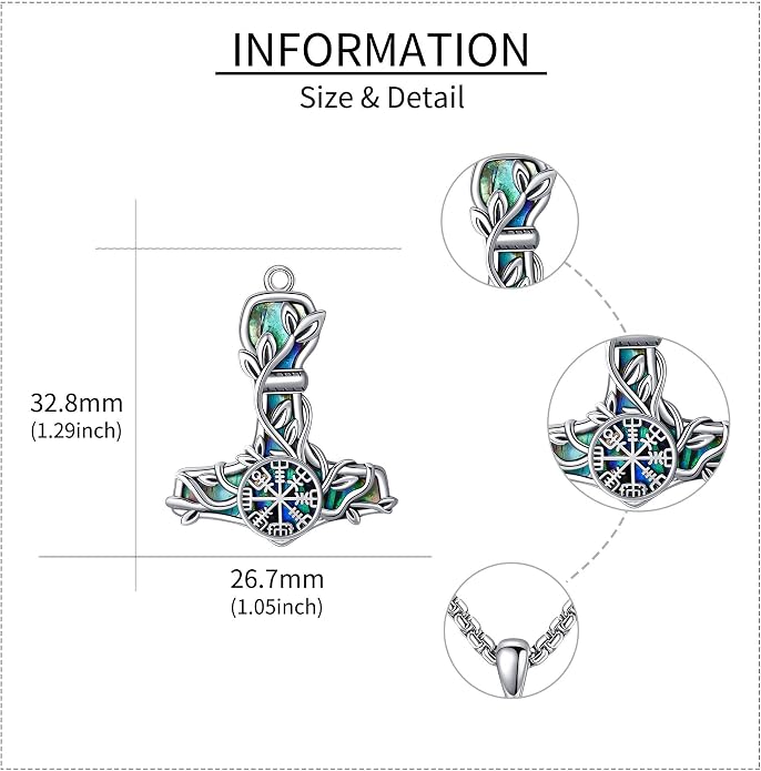 Viking Compass Necklace Sterling Silver Runes Vegvisir Pendant Necklace Mothers Day Jewelry Gift for Women Mom