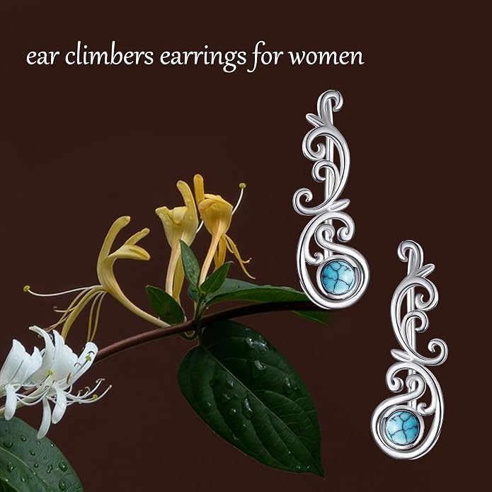 Ear Climbers Earrings for Women Sterling Silver Vintage Ear Crawler Earrings Jewelry Gifts for Women