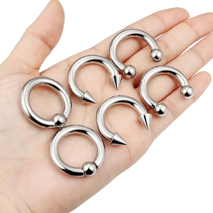 00G 0G 2G 4G 6G 8G 10G 12G 14G 16G Septum Rings Silver Black Surgical Steel Heavy Gauges Earrings Stretching kit Eyebrow Lip Septm Nose Rings Helix Tragus Daith Rook Earrings Hoops 10mm-19mm